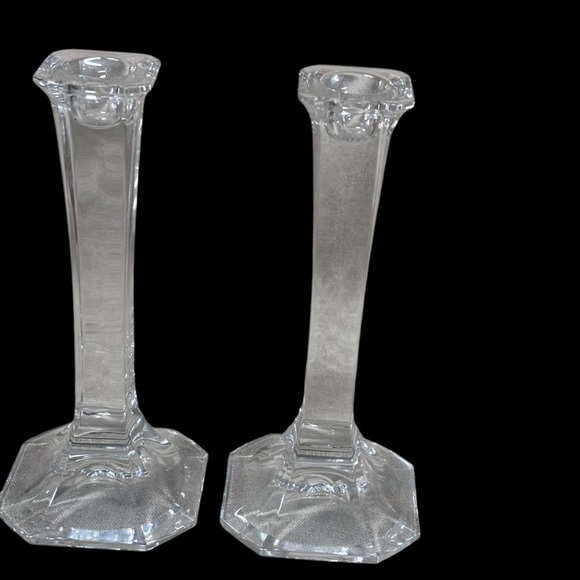 Glass Crystal Candle
Holders Set of 2 Clear Column Candlestick
Octagon Pedestal - Picture 4 of 6